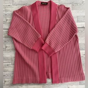 Hedy Knits of‎ California Vintage Cardigan Womens Medium Pink & White Sweater